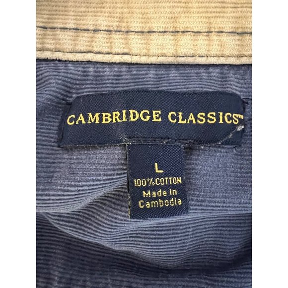 Cambridge Classic Large Blue Men’s Button up Corduroy, Long Sleeve Collar Pocket - Picture 11 of 13